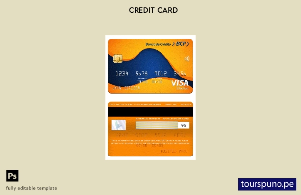 listo para imprimir Perú Banco de Crédito del Perú (BCP) plantilla de tarjeta el